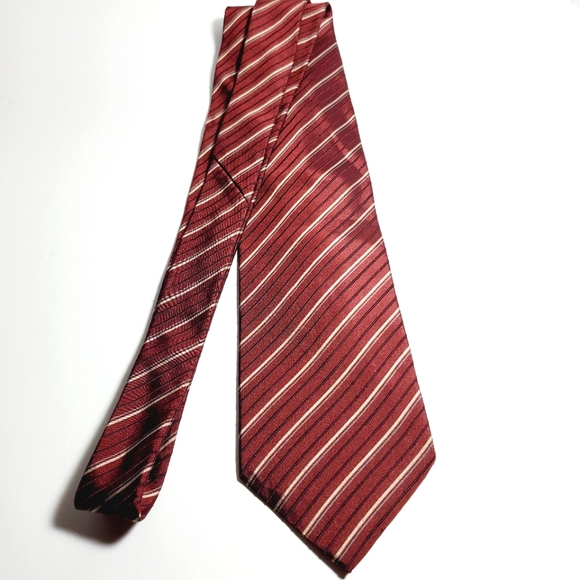 Dolce & Gabbana Necktie Burgundy Stripe Pattern Silk / Wool Blend Neck Tie - Picture 2 of 5